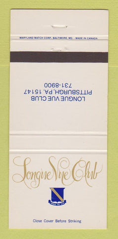 Matchbook Cover - Longue Vue Club Pittsburgh PA #2 WHITE 30 Strike