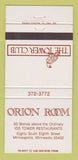 Matchbook Cover - Orion Room Tower Club Minneapolis MN 30 Strike