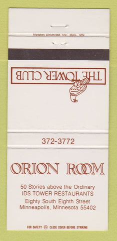 Matchbook Cover - Orion Room Tower Club Minneapolis MN 30 Strike