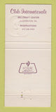 Matchbook Cover - Club Internationale Washington PA 30 Strike