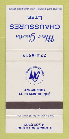 Matchbook Cover - Marc Guertin Shoes St Hyacinthe QC WEAR 30 Strike