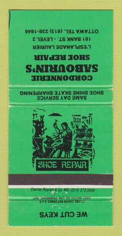 Matchbook Cover - Sabourin's Shoe Repair Ottawa ON WEAR GREEN 30 Strike