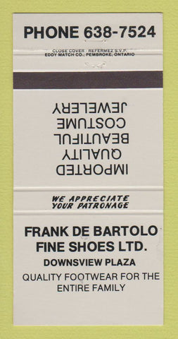 Matchbook Cover - Frank De Bartolo Shoes Downsview ON 30 Strike