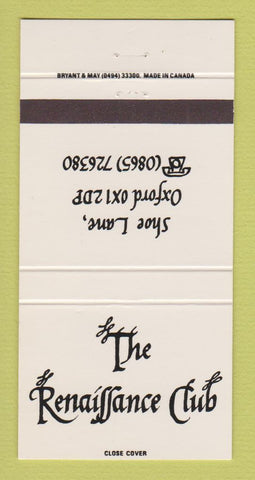 Matchbook Cover - The Renaissance Club Oxford UK England 30 Strike