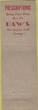 Matchbook Cover - Daw's Cut Rate Drug Stores WORN