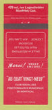 Matchbook Cover - Au Quat Vingt Neuf Club Montreal QC 30 Strike