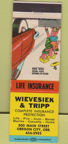 Matchbook Cover - Wievesiek Tripp Insurance Oregon City OR