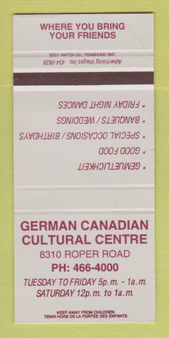 Matchbook Cover - German Canadian Cultural Centre SAMPLE 30 Strike