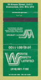 Matchbook Cover - Wayne Safety Shoes Downsview ON 30 Strike
