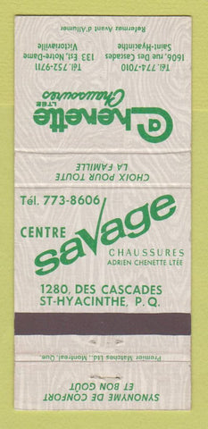 Matchbook Cover - Chenette Shoes St Hyacinthe QC Victoriaville  30 Strike