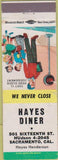 Matchbook Cover - Hayes Diner Sacramento CA crossing guard