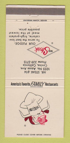 Matchbook Cover - Mr Steak Restaurant Covina CA 30 Strike