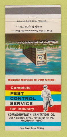 Matchbook Cover - Commonwealth Sanitation Pest Control Pittsburgh PA 30 Strike