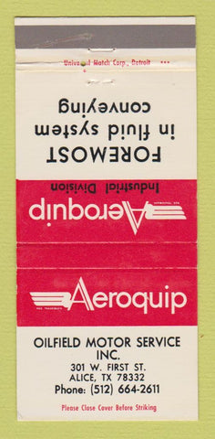 Matchbook Cover - Aeroquip Oilfield Motor Service Alice TX WEAR 30 Strike