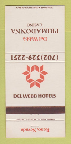 Matchbook Cover - Del Webb's Primadonna Casino Reno NV 30 Strike