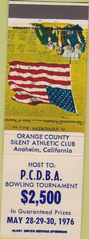 Matchbook Cover - Bowling Tournament Anaheim CA