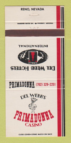 Matchbook Cover - Del Webb's Primadonna Casino Reno NV 30 Strike