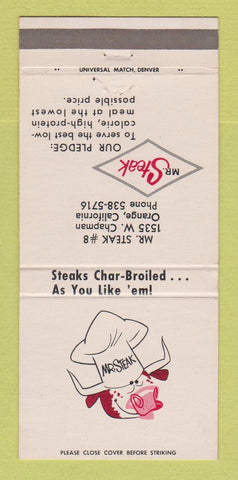 Matchbook Cover - Mr Steak Restaurant Orange CA 30 Strike