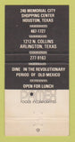 Matchbook Cover - Emilano's Mexican Food Arlington Houston TX 30 Strike