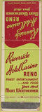Matchbook Cover - Riverside Hotel Casino Reno NV WEAR