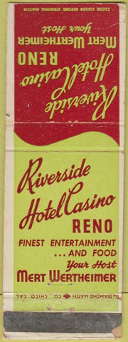 Matchbook Cover - Riverside Hotel Casino Reno NV WEAR