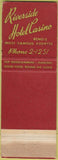 Matchbook Cover - Riverside Hotel Casino Reno NV WEAR
