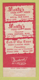Matchbook Cover - Monty's Steak House Pasadena CA 30 Strike