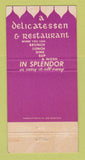 Matchbook Cover - Chantata Deli San Francisco? CA WEAR 30 Strike
