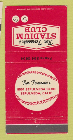 Matchbook Cover - Ron Perranoski's Stadium Inn Sepulveda CA baseball 30 Strike
