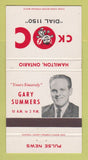 Matchbook Cover - CKOC Radio Hamilton ON Gary Summers 30 Strike