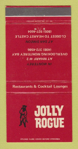 Matchbook Cover - Jolly Rogue Restaurant San Simeon Monterey CA 30 Strike