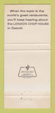 Matchbook Cover - London Chop House Detroit MI Restaurant 30 Strike
