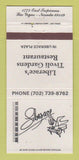 Matchbook Cover - Liberace's Tivoli Gardens Restaurant Las Vegas NV 30 Strike