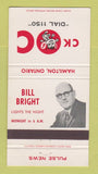 Matchbook Cover - CKOC Radio Hamilton ON Bill Bright 30 Strike