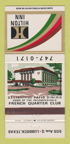 Matchbook Cover - Hilton Inn Hotel Lubbock TX 30 Strike