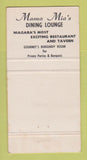 Matchbook Cover - Mama Mia's Restaurant Niagara Falls ON girlie 30 Strike