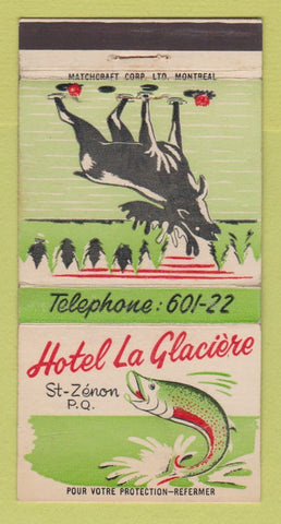 Matchbook Cover - Hotel La Glaciere St Zenon QC WORN BACK 30 Strike