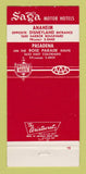 Matchbook Cover - Master Hosts Saga Motor Hotels Anaheim Pasadena CA 30 Strike