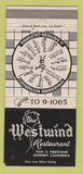 Matchbook Cover - Westwind Restaurant Downey CA 30 Strike