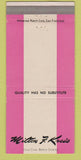 Matchbook Cover - Milton Kreis Store Restaurant San Francisco CA 30 Strike