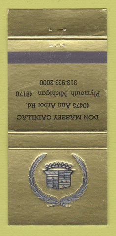 Matchbook Cover - Don Massey Cadillac Plymouth MI 30 Strike