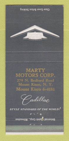 Matchbook Cover - Marty Motors Cadillac Mount Kisco NY 30 Strike