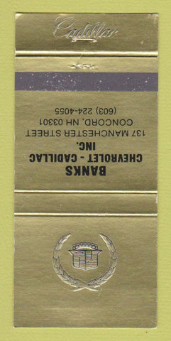 Matchbook Cover - Banks Chevrolet Cadillac Concord NH 30 Strike