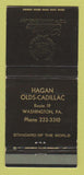 Matchbook Cover - Hagan Oldsmobile Cadillac Washington PA WEAR 30 Strike