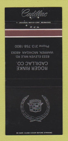 Matchbook Cover - Roger Rinke Cadillac Warren MI 30 Strike