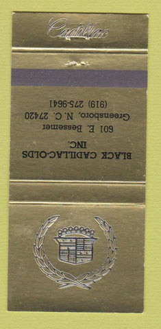 Matchbook Cover - Black Cadillac Oldsmobile Greensboro NC 30 Strike