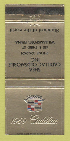 Matchbook Cover - Shea Cadillac Oldsmobile 1969 Williamsport PA WEAR 30 Strike