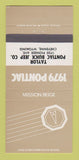 Matchbook Cover - Taylor Pontiac Buick 1979 Cheyenne WY Mission Beige 30 Strike