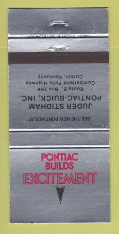 Matchbook Cover - Juder Stidham Pontiac Buick Corbin KY 30 Strike