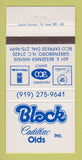 Matchbook Cover - Black Cadillac Oldsmobile Greensboro NC 30 Strike